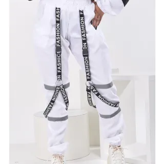 Moda Gringa Blogueira: Calça Jogger Street Reflexiva Masculina/Feminina com Corrente - Preto