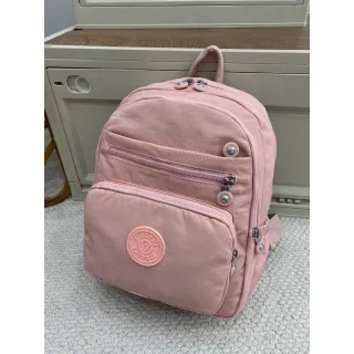 Média Viagem Simples Sólida Cor Leve Feminina Escolar Pano Nylon Moda Casual Mochila - ROSA5107