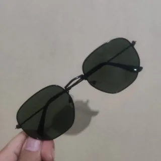 Óculos sol feminino masculino hexagonal armação metal - Azul