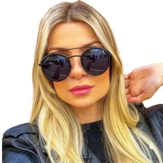 Armação de acetato redonda de alta qualidade para óculos de sol unissex - C2