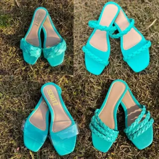 Sandália Rasteira Feminina Confortável Trançada Casual Cores Adulto - Rasteira - Azul  03