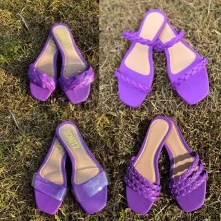 Sandália Rasteira Feminina Confortável Trançada Casual Cores Adulto - Rasteira - Azul  03