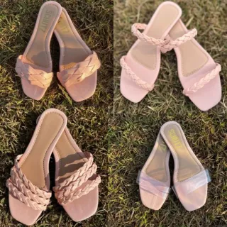 Sandália Rasteira Feminina Confortável Trançada Casual Cores Adulto - Rasteira - Azul  03