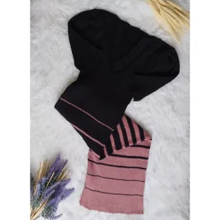 Variedade de Vestidos Tricot Modal / Manga Curta / Gola V e Redonda / Listrado Trico - Marinho Vest Liso