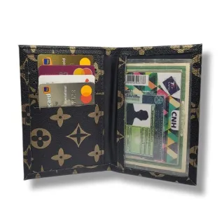 Porta Cartões de Couro Slim Masculino e Feminino - Café Tamanho CNH