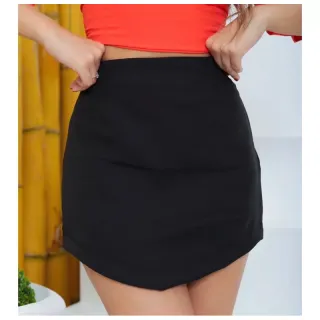 Saia curta feminina cintura alta em alfaiataria, tendência verão 2023 - Verde Limão