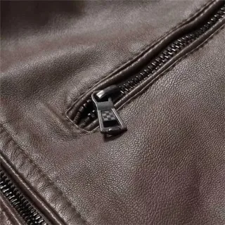 Pronta Entrega Jaqueta Slim Masculina de Couro - Marrom