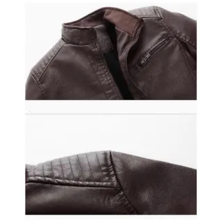 Pronta Entrega Jaqueta Slim Masculina de Couro - Marrom