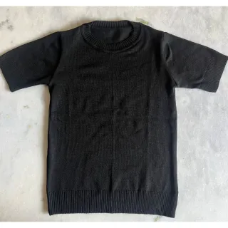 Decote Redondo Blusa Tricô Manga Curta Feminina - Verde Limão