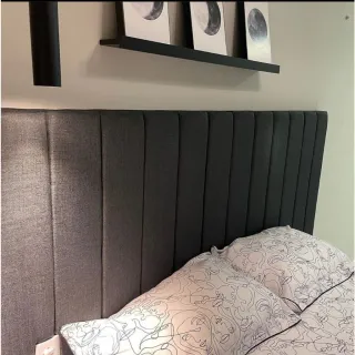 Cama solteiro casal queen king cabeceira linho nobre 1 módulo 1.20mx20cm - LINHO BEGE 120X20