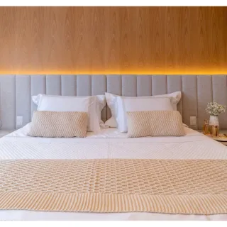 Cama solteiro casal queen king cabeceira linho nobre 1 módulo 1.20mx20cm - LINHO BEGE 120X20