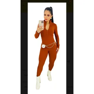 Macacão longo de suplex com zíper - Gringa - Branco