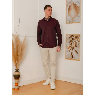 Camisa social masculina slim fit com estampa de bolinhas, manga longa - Branco