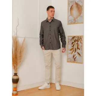 Camisa social masculina slim fit com estampa de bolinhas, manga longa - Branco