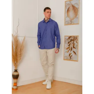 Camisa social masculina slim fit com estampa de bolinhas, manga longa - Branco