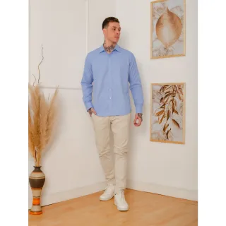 Camisa social masculina slim fit com estampa de bolinhas, manga longa - Branco