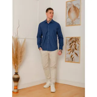 Camisa social masculina slim fit com estampa de bolinhas, manga longa - Branco