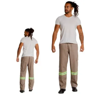 Uniforme mecânico brim refletivo tamanho grande plus size 38 - calça - Cinza