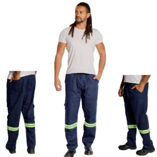 Uniforme mecânico brim refletivo tamanho grande plus size 38 - calça - Cinza