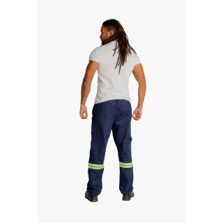Uniforme mecânico brim refletivo tamanho grande plus size 38 - calça - Cinza