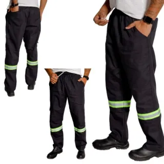 Uniforme mecânico brim refletivo tamanho grande plus size 38 - calça - Cinza