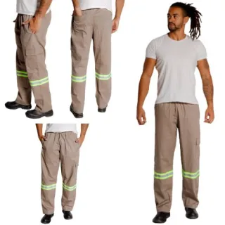 Uniforme mecânico brim refletivo tamanho grande plus size 38 - calça