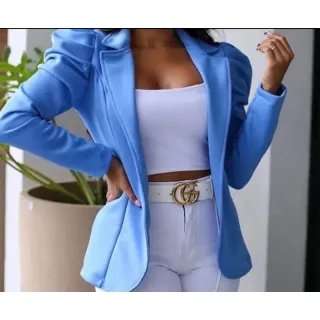 Max Blazer Neoprene Princesa Acinturado Bufante Manga - Militar