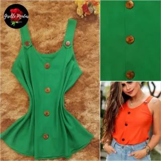 Blusa Estampada Feminina Alça Grossa - Modelo Verão - Vermelho Coral (Lisa)