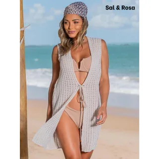 Moda Verão Tricot Praia Sem Manga Curta - Off