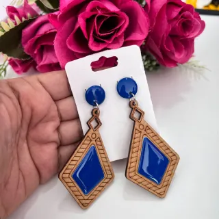 Feminino Brinco Madeira Mdf com resina - A15