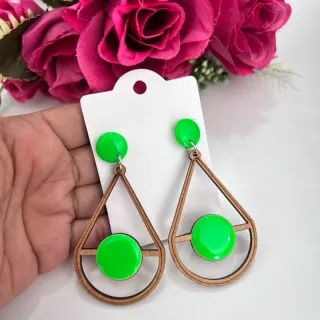 Feminino Brinco Madeira Mdf com resina - A15