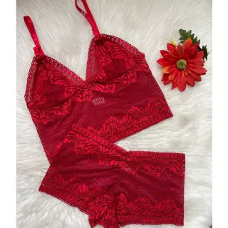 Conjunto Afrodite LingerieNf AF 002 - Baby Doll Calesson Renda Espera Marido - SORTIDO