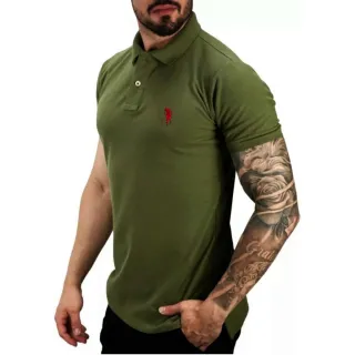 Bordado Masculino Camisa Polo Gola - Preto