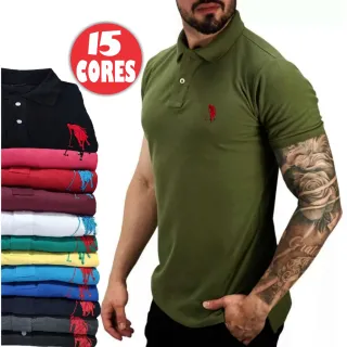 Bordado Masculino Camisa Polo Gola - Preto