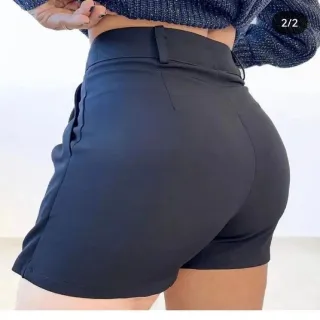 Saia de alfaiataria curta com bolsos frontais, moda verão - Verde Bandeira