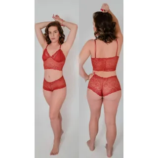 Conjunto Afrodite LingerieNf AF 002 - Baby Doll Calesson Renda Espera Marido - SORTIDO