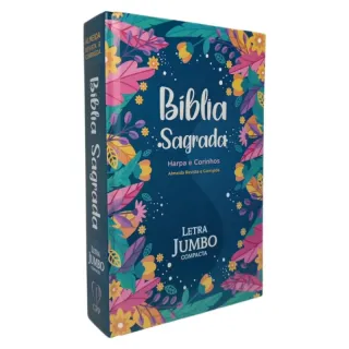 Letra Jumbo - Bíblia Sagrada Feminina Azul com Folhagens - Único