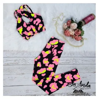 Calça + Top Fitness SUPLEX Conjunto 3em1 - ESTAMPADO *02