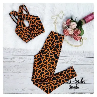 Calça + Top Fitness SUPLEX Conjunto 3em1 - ESTAMPADO *02