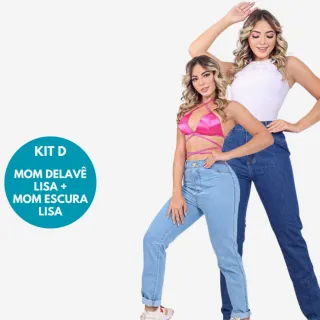 Cós Alto Sem Lycra Calças Jeans MOM 100% Algodão Levanta Bumbum - Kit com 2 - KIT F