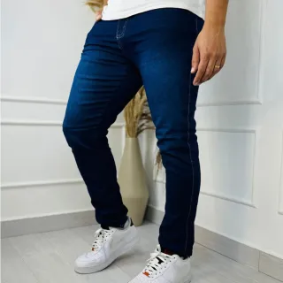 Moda Masculina Slim: Calça Jeans Skinny Casual com Elastano - Azul Medio