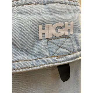 Streetwear unissex calça cargo jeans pesado larga hig - ESCURA