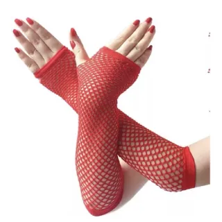 Fantasia Cosplay Luva Arrastão Longa - Par - Branco