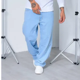 Calça jeans estilo skatista larga reta baggy Balão - Azul Escuro