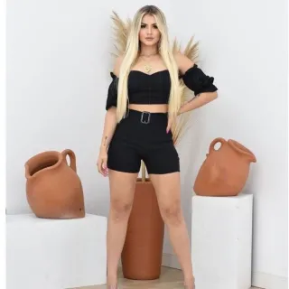 Moda Verão Moda Fashion Feminino Cintura Alta Com Bolsos Fivela Curta - Rose