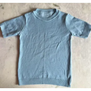 Decote Redondo Blusa Tricô Manga Curta Feminina - Verde Limão