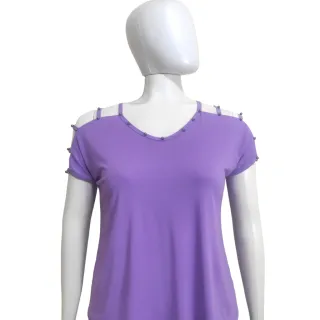 Blusinha Plus Size Manga Curta Tira Vazada Viscolycra Pérola Metalizada GG 44/48 - Rosa