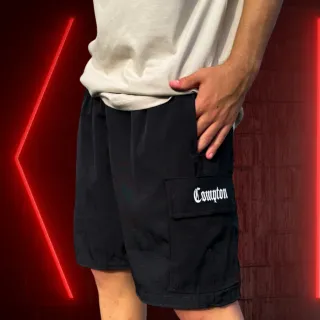 Bermuda Cargo Masculina Verão Skate Compton Tac tel Elastano - Preta
