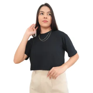 Moda Gringa: Camiseta Cropped em Algodão 100% - MARROM/Gato The Moon