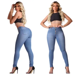 Calça Feminina Efeito Levanta Bumbum Cintura Alta em Jeans Lycla - 15